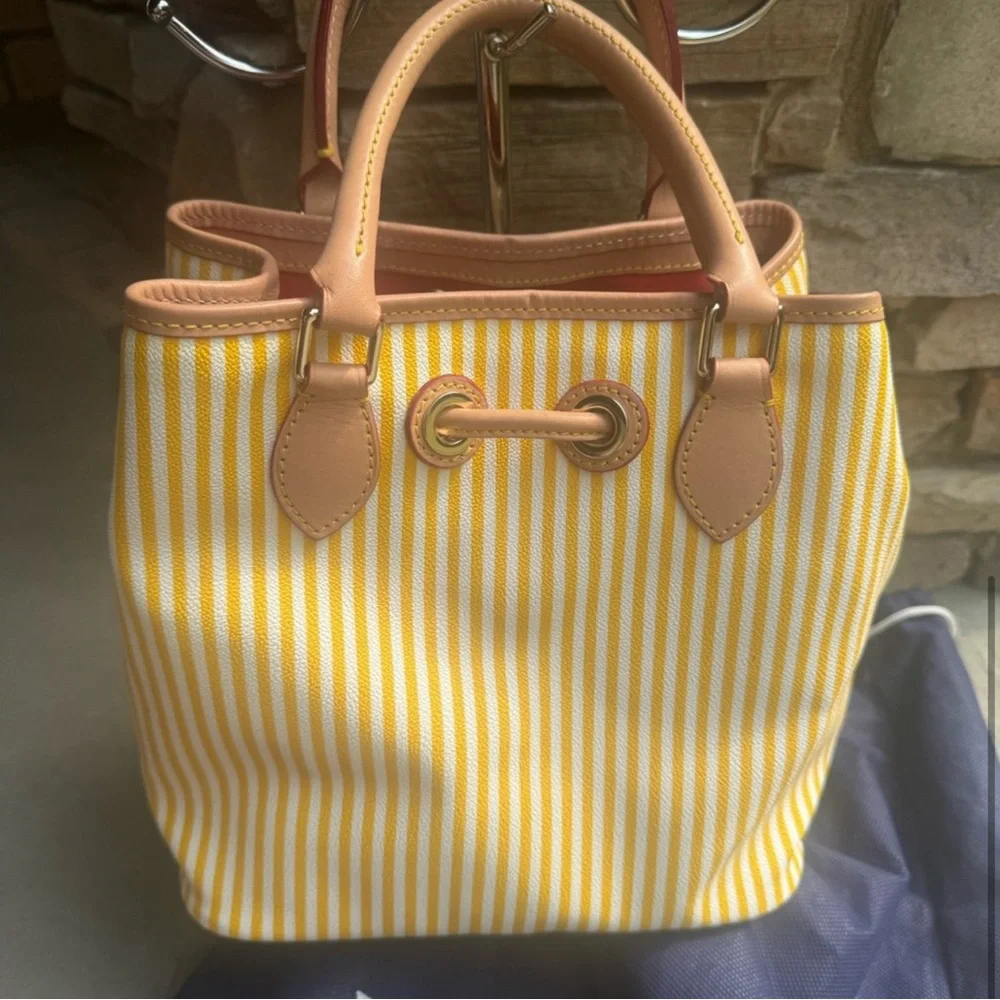 Sold! Dooney & Bourke Yellow and Tan Bag with Tassel Accents in dust bag - Picture 5 of 5